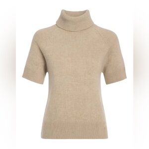 Anine Bing Light Beige Short Sleeve Turtleneck cashmere Sweater